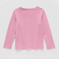 Okie Dokie Toddler Girls Round Neck Long Sleeve Adaptive Regular Fit Graphic T-Shirt