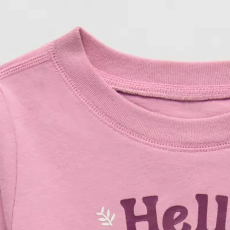 Okie Dokie Toddler Girls Round Neck Long Sleeve Adaptive Regular Fit Graphic T-Shirt