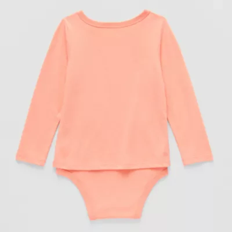 Okie Dokie Toddler Girls Bodysuit Closure U Neck Long Sleeve