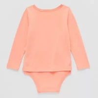 Okie Dokie Toddler Girls Bodysuit Closure U Neck Long Sleeve