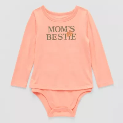 Okie Dokie Toddler Girls Bodysuit Closure U Neck Long Sleeve