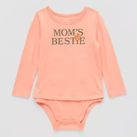 Okie Dokie Toddler Girls Bodysuit Closure U Neck Long Sleeve