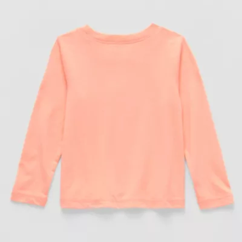 Okie Dokie Toddler Girls Round Neck Long Sleeve Adaptive Regular Fit Graphic T-Shirt