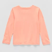 Okie Dokie Toddler Girls Round Neck Long Sleeve Adaptive Regular Fit Graphic T-Shirt