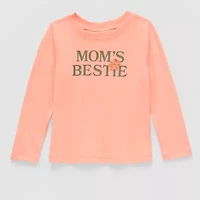 Okie Dokie Toddler Girls Round Neck Long Sleeve Adaptive Regular Fit Graphic T-Shirt