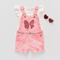 Little Lass Toddler Girls 3-pc. Shortall Set