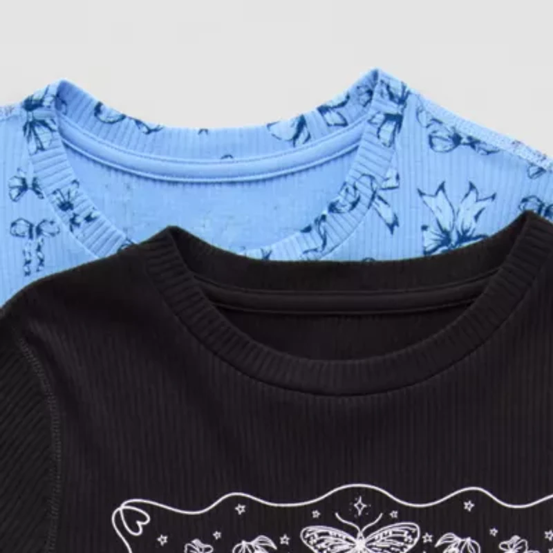 Thereabouts Little & Big Kid Girls Sensory Friendly Crew Neck Long Sleeve Adaptive 2-pc. Graphic T-Shirt