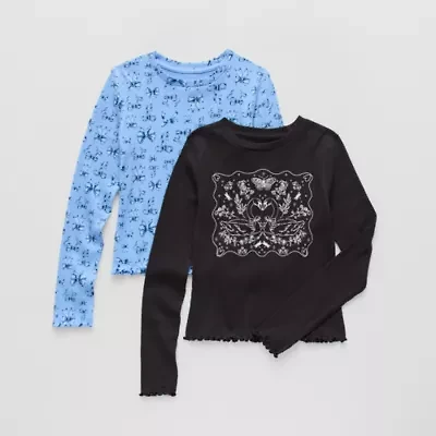Thereabouts Little & Big Kid Girls Sensory Friendly Crew Neck Long Sleeve Adaptive 2-pc. Graphic T-Shirt