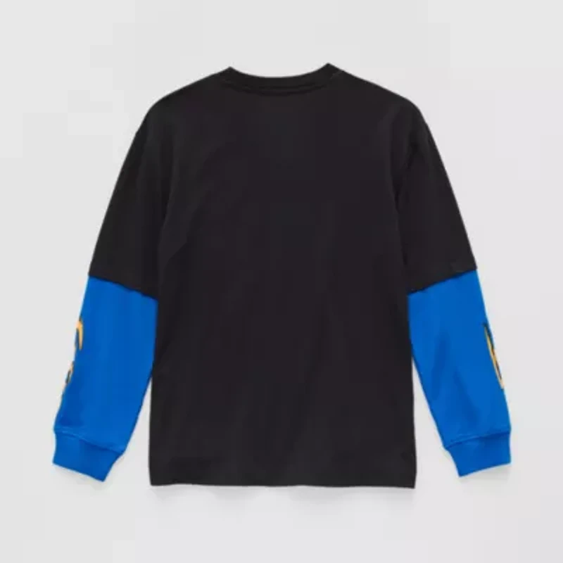 Little & Big Kid Boys Crew Neck Long Sleeve Regular Fit Sonic the Hedgehog Graphic T-Shirt