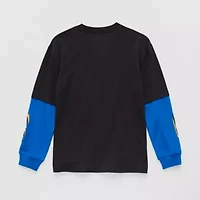 Little & Big Kid Boys Crew Neck Long Sleeve Regular Fit Sonic the Hedgehog Graphic T-Shirt