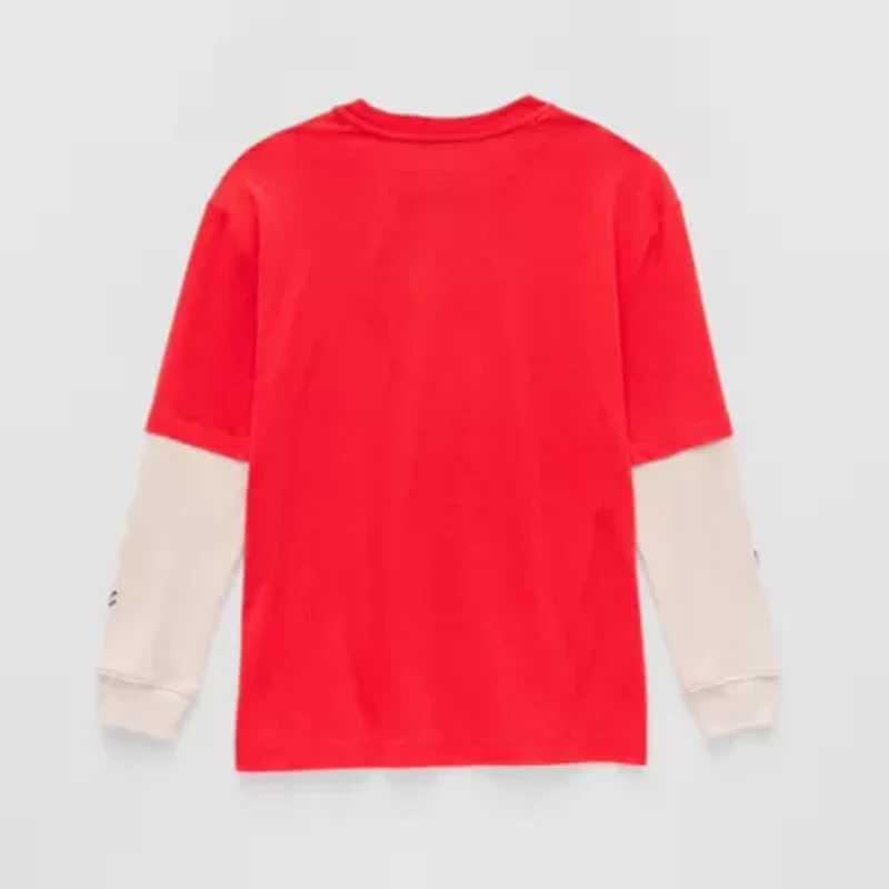 Pikachu Little & Big Kid Boys Crew Neck Long Sleeve Regular Fit Pokeman Graphic T-Shirt