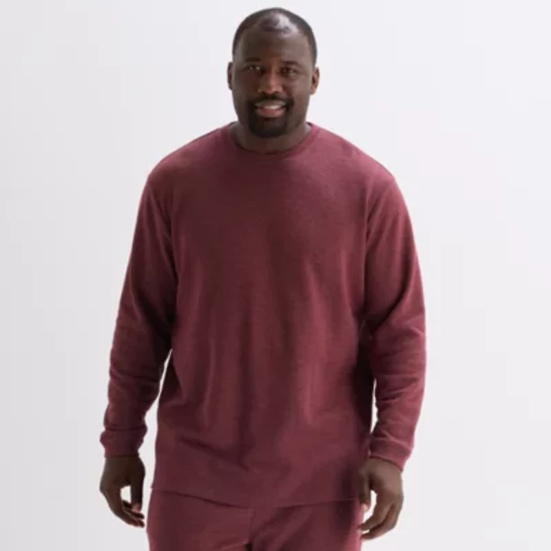 Shaquille O'Neal XLG Mens Crew Neck Long Sleeve Big and Tall Pajama Top