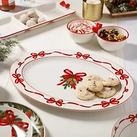 Martha Stewart Holiday Bow Wreath Oval Serving Platter