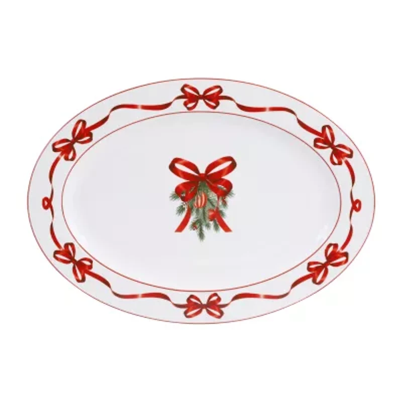 Martha Stewart Holiday Bow Wreath Oval Serving Platter
