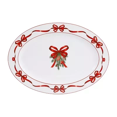 Martha Stewart Holiday Bow Wreath Oval Serving Platter
