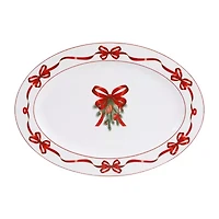 Martha Stewart Holiday Bow Wreath Oval Serving Platter