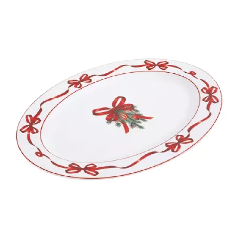 Martha Stewart Holiday Bow Wreath Oval Serving Platter