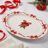 Martha Stewart Holiday Bow Wreath Oval Serving Platter