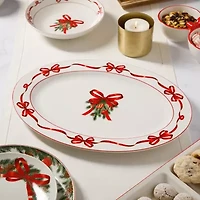 Martha Stewart Holiday Bow Wreath Oval Serving Platter