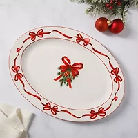 Martha Stewart Holiday Bow Wreath Oval Serving Platter