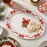 Martha Stewart Holiday Bow Wreath Oval Serving Platter