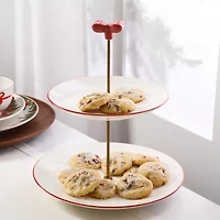 Martha Stewart Holiday Bow 2 Tier Serving Tray