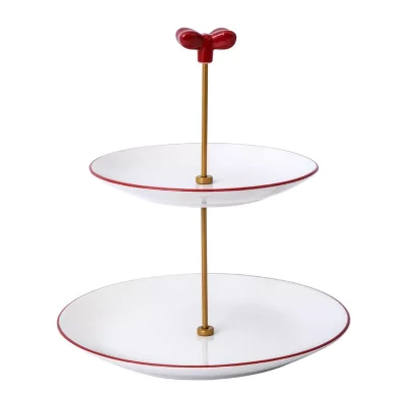 Martha Stewart Holiday Bow 2 Tier Serving Tray