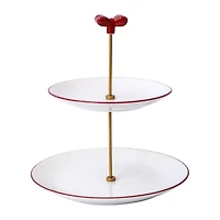 Martha Stewart Holiday Bow 2 Tier Serving Tray