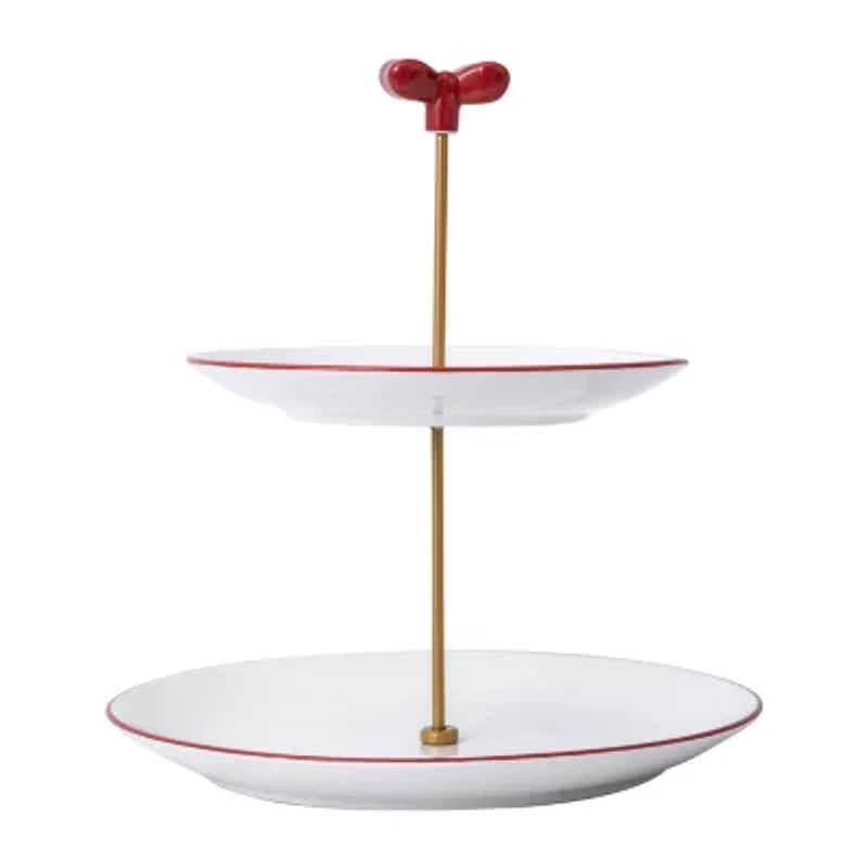 Martha Stewart Holiday Bow 2 Tier Serving Tray