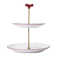 Martha Stewart Holiday Bow 2 Tier Serving Tray