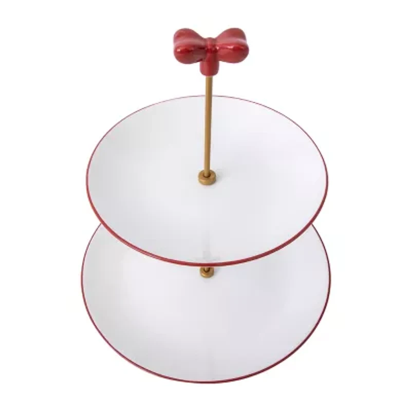 Martha Stewart Holiday Bow 2 Tier Serving Tray