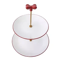 Martha Stewart Holiday Bow 2 Tier Serving Tray