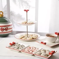 Martha Stewart Holiday Bow 2 Tier Serving Tray