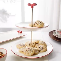Martha Stewart Holiday Bow 2 Tier Serving Tray
