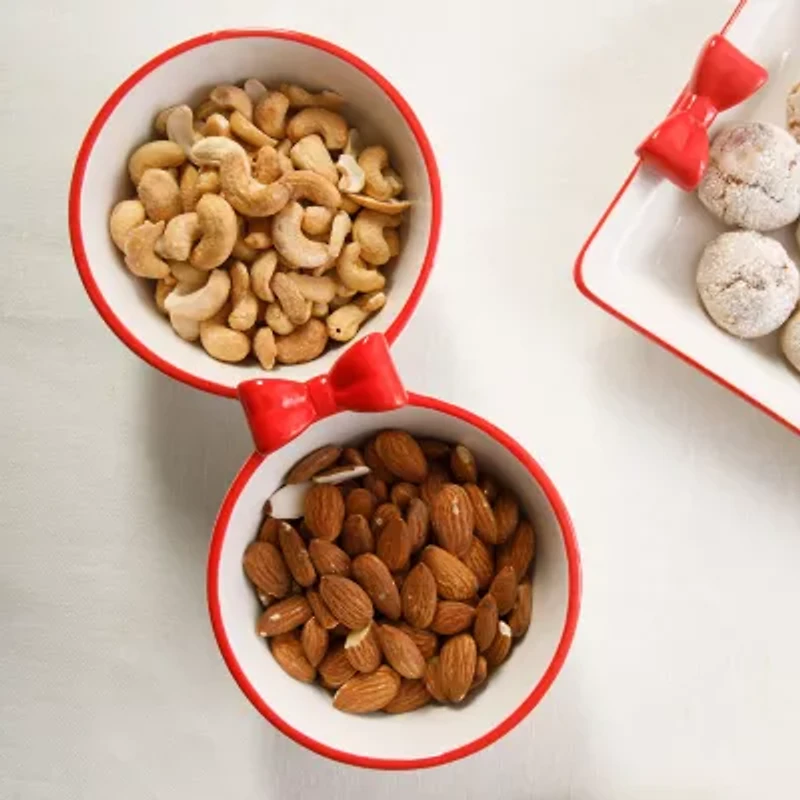 Martha Stewart Holiday Bow Double Snack Serving Bowl