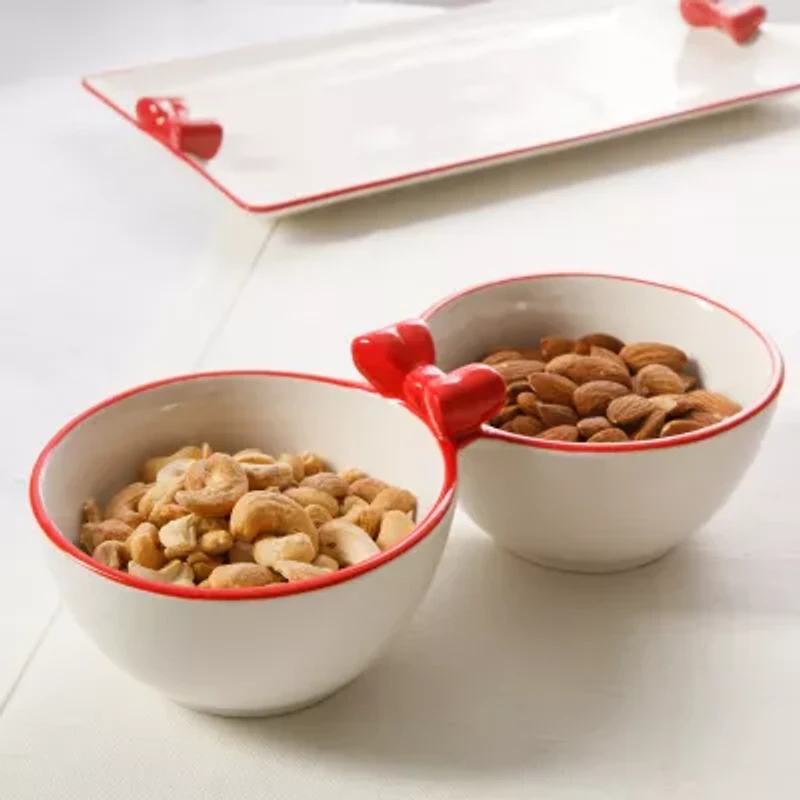 Martha Stewart Holiday Bow Double Snack Serving Bowl