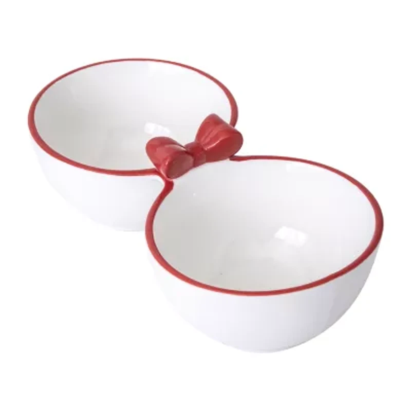 Martha Stewart Holiday Bow Double Snack Serving Bowl