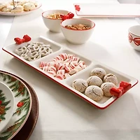 Martha Stewart Holiday Bow 3 Section Serving Tray