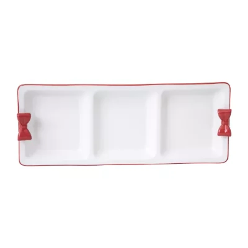 Martha Stewart Holiday Bow 3 Section Serving Tray