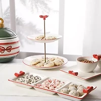 Martha Stewart Holiday Bow 3 Section Serving Tray