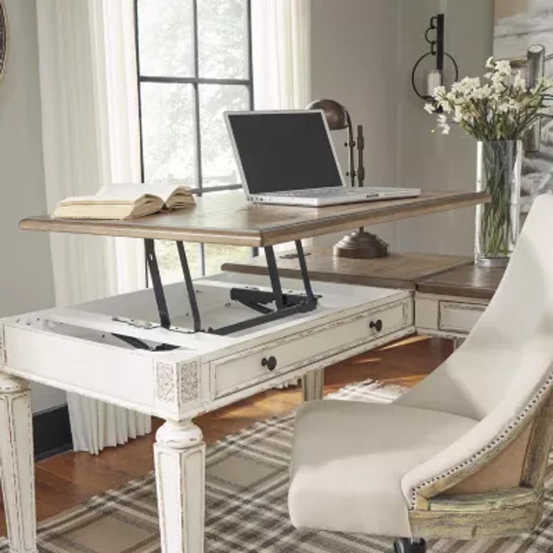 Signature Design by Ashley Realyn 60" Home Office Lift Top Desk with USB Charging