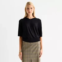 Worthington Womens V Neck Short Sleeve Pullover Sweater