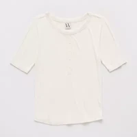 Worthington Womens Elbow Sleeve Regular Fit Henley Shirt