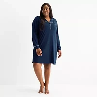 Liz Claiborne Womens Plus Long Sleeve Nightshirt