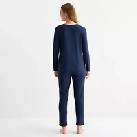 Liz Claiborne Cool and Calm Womens Rib Long Sleeve 2-pc. Pajama Sets