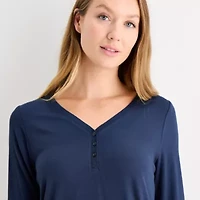 Liz Claiborne Cool and Calm Womens Rib Long Sleeve 2-pc. Pajama Sets