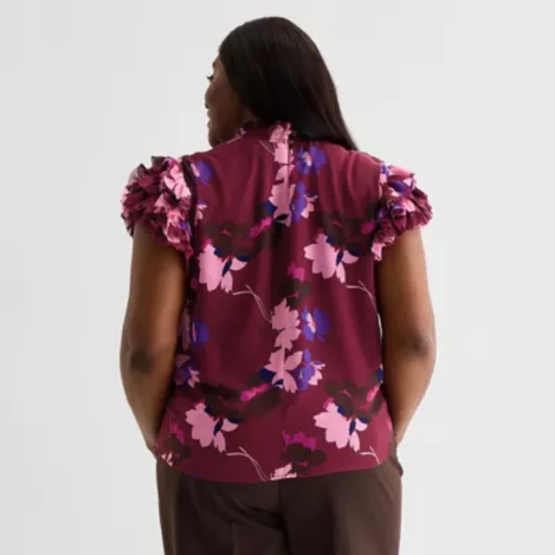 Liz Claiborne Womens Short Sleeve Plus Blouse