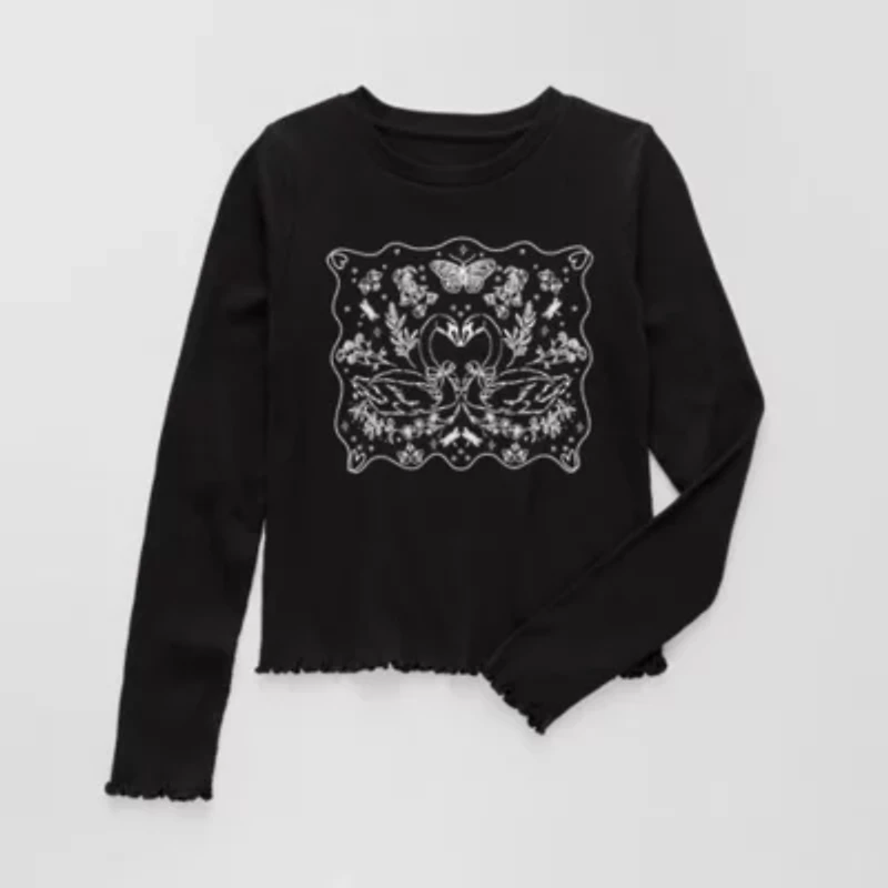 Thereabouts Little & Big Kid Girls Round Neck Long Sleeve T-Shirt