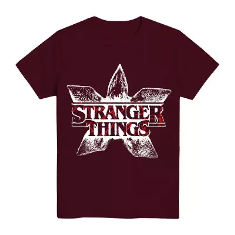 Little & Big Kid Boys Crew Neck Short Sleeve Regular Fit Stranger Things Graphic T-Shirt