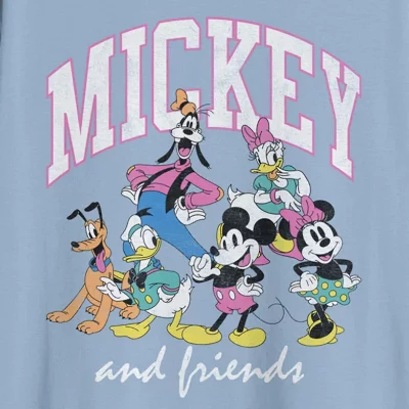 Mens Crew Neck Short Sleeve Regular Fit Mickey and Friends Mouse Graphic T-Shirt
